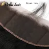 Bella Hair HD 13x4 Pre pizzicato chiusura frontale in pizzo orecchio con attaccatura dei capelli naturale nodi candeggiati chiari capelli umani vergini Extensio8904306