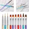 10st Nail Art Borste Pen Avtagbar Metall Flat Crystal Carving Polish Gel UV Målning Ritning Linje Tips Verktyg 3D Design Extension