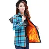 CURRADA Velvet Thick Warm Women Plaid Shirt Blouse Female Tops Plus Size M-4XL Women's Coat Winter Slim Blusas Femme