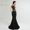 Luxury Tulle Mermaid Crystals Sequins Prom Hollow Back 2020 Sexy Sheer Bodice Elegant Vestidos De Festa Evening Occasion Gown LX17308U