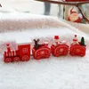 クリスマス木製の小さな電車のおもちゃの子供はおもちゃ木の天然クリスマスギフトを積み重ねる