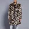 Men's Jackets Mens Leopard Plus Thickening Long Coat Warm Thick Fur Collar Jacket Faux Fur Parka Cardigan male fashion Style 816