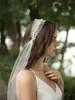 European Style Wedding Veils Soft Tulle with Pearls New Arrival Bridal Veils Wedding Accessories Light Champagne