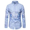 2020 designer mens slim fit casual shirts print floral pattern turn-down collar long sleeve blouse for male plus size casual streetwear