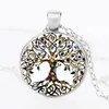 Fashion Tree of Life Pendant Necklaces Time Gem Cabochon Glass charm Silver Black Bronze Link chain For women Men s Luxury Jewelry