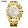 Temeeite Creative Golden Men Quartz腕時計3Dダイヤルデザインフルスチールカレンダー防水ビッグウォッチトップブランドラグジュアリークロック7633916