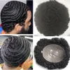 360 웨이브 8mm 전체 레이스 toupee 4mm 아프리카 kinky 컬 Full Pu Mens 가발 10A 인도 버진 인간의 머리카락 교체 흑인 남성