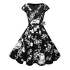 Vrouwen zomer floral jurk 2018 50s vintage casual elegante print o hals partij werk kantoor jurk retro rockabilly vestidos