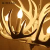 Antler Chandelier Lighting Fixture Nordic LED Chandelier Retro Resin Deer Horn Lamps Home Cafe Restaurant Decoration Pendant Light