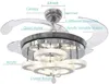 Ventilatori da soffitto a LED da 42 pollici Pale retrattili Ventilatore moderno per lampadario di cristallo con 3 colori cangianti per soggiorno camera da letto el294H