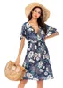 The latest chiffon floral big swing ladies summer dress long skirt Casual Dresses