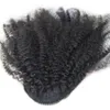 Drawstring Ponytails Extensions 몽골어 Afro Kinky 곱슬 머리 4B 4C 클립 인간의 머리카락 확장 Ponytail 레미 헤어