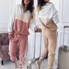 Women 2 Pcs Running Set 2020 new Fashion Striped Hooded Tracksuit Workout Clothes Casual Loose Sweatshirts Joggers Suits Sportswear1