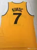 최고 품질의 Toni Kukoc Jersey 7 Jugoplastika 분할 Moive College 농구 유니폼 옐로우 100% ED Size S-2XL