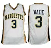 Dwyane Wade # 3 Marquette Golden Eagles Koleji Beyaz Retro Basketbol Jersey Erkek Dikişli Özel Herhangi bir Numara Ad Adseys