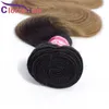 Kroppsvåg Mänskligt hår Malaysiska Virgin Blonde Ombre Bundlar Full T1b / 27 Färgade Hårförlängningar 3st Mörka Rötter Honey Blonde Highlight Weaves