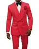 Grön Embossing Groom Tuxedos Double-breasted Men Bröllop Tuxedos Mode Jacka Blazer Populära Män Middag / Darty Suit (Jacka + Byxor + Tie) 6