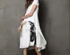 2021夏の綿のドレスとリネンプリントラージスイングレトロな半袖緩いプラスサイズのドレス