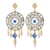 Dreamcatcher che penzola orecchini strass Crystal Crystal Oreentro Vintage Gold Women Girl Drop Drop Nappel Ear.