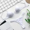 Women's Swimwear Sexy V-bar Underwired Bra Cup Thong Bikini 2021 Women Female Swimsuit Two-pieces Set V Wire Bather Bathing Suit