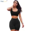 Conjunto de 2 piezas para mujer, tops cortos y pantalones cortos de motociclista, chándales, trajes de Club Sexy, conjuntos de chándal informales de dos piezas a juego