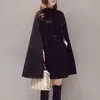 Retro Hepburn Wind Women Woolen Coat Black Long Jackets sciolto Female Autunno inverno Over -Coat Ladies Cash Maglo Cloak Clothes Phyl22