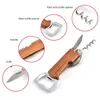 Manico in legno Apribottiglie Portachiavi Coltello Pulltap Cavatappi a doppia cerniera Apriporta portachiavi in acciaio inossidabile Bar Cucina Vino Strumento VT1258