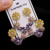 Mode-Multicolore Cristal Fleurs Coccinelle Boucles D'oreilles Pour Les Femmes 2019 Designer Boucles D'oreilles CZ Pierre Argent Marque Bijoux Hoop Boucles D'oreilles