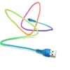 Micro USB Rainbow Cable 1m 3ft Duurzaam 2A Snelle opladen Geweven Nylon Legering USB-kabels voor slimme telefoon 100pcs / lot