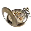 Srebrny/brązowy/czarny zegarek kieszonkowy luksusowe gładkie cyfry Rzym Automatyczne mechaniczne zegarki FOB Łańcuch wisiorek