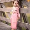 Moda Baby Girls Odzież 2 SZTUK Z Długim Rękawem Kwiatowe Topy + Solidne Kombinezony Spodnie Odzież Odzież Odzież Zimowe Ubrania Conunto Meni