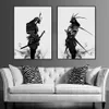 Oriental japonês samurai splatter arte pintura preto branco guerreiro japonês lona cartaz mural da parede para sala de estar decoração casa3290995