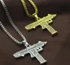 Rhinestone Uzi Gun Pendant Necklaces Long Link Chain Fashion Necklace For Unisex Hip Hop Jewelry 10pcslot8604625