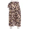 Maoxzon Novas mulheres sexy leopardo impressão longa para senhoras primavera verão cintura alta divisão chiffon maxi saias bandagem saia