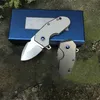 High End Ball Bearing Flipper Folding Kniv M390 Stone Wash Blade TC4 Titan Alloy Handtag med Original Box Package