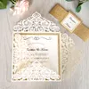 50 PCS Bourgogne Silver White Gold Glitter Laser Cut Wedding Invitation With Envelope Party University Invitation Card2401