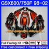 Suzuki Katana GSXF 600 750 GSXF750 98 99 00 01 02 292HM.6 GSX 750F 600F 그린 핫 뉴 GSXF600 1998 1999 2000 2001 2002 Fairing