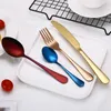 7 styles Stainless steel Gold Flatware Sets Spoon Fork Knife Tea Spoon Dinnerware Set Kitchen Bar Utensil Kitchen Supplies Tableware Set