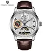 أزياء جديدة Pagani Leather Tourbillon Watch Luxury Brand Men Automatic Men Watch Men Mechanical Steel Watches Relogio Masculino