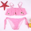 Girls 2piece Blue Pink Swimsuit Suit for Girl039S Color Tritching Print اثنين