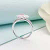 Partihandel-Rosa Magnolia Ringar för Pandora 925 Sterling Silver Hand Epoxy Elegant Högkvalitativ Dam Ring med Original Box Present