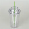 20oz Plast Tumbler Acylic Drinking Tumbler Isolerad Dubbelväggig Med Arched Lock Tumbler Dubbelväggig med lock och halm