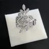 Partihandel-CZ Diamond Leaf Ring med originallåda för 925 Sterling Silver Wedding Gift Rings Set