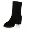 2 maneiras Moda de lã Knitting Patchwork sintético camurça Botas Sock Botas Chunky Heels 5 centímetros Tamanho 34 a 40 41