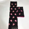 5yardes lindo tecido de algodão africano rosa com folhas de bordado estilo e 2yards verde francês rede de renda conjunto para vestido HS193