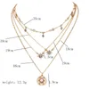 Star Multilayer Choker Necklace Gold Cains Wrap Diamond Nekclace Pendant Summer Beach Massion Jewelry for Women Will and Sandy