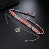 vintage om rune weave anklets for women new handmade cotton anklet bracelets female beach foot jewelry gifts 2 pcs set