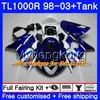 + TANK VOOR SUZUKI SRAD TL1000R 1998 1999 2000 2001 2002 2003 304HM.68 TL 1000R TL1000 R TL 1000 R 98 99 00 01 02 03 Kuiken Heet Lichtblauw