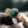 DOM Women Watches New Rose Gold Ladies Bracelet Watch Womens Quartz Dress Malachite Green Wristwatch Feminino Clock G-1286G-3M262U