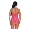 Femmes S-XXL multicolore dos nu dentelle florale bonnets rembourrés maille Teddy avec bretelles réglables croisées sous-vêtements vêtements de nuit Lingerie Teddies